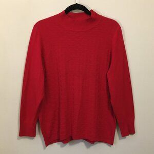 Vintage Apple Red Diamond Knit Mock Neck Sweater XL Retro 90s Prep Knitwear